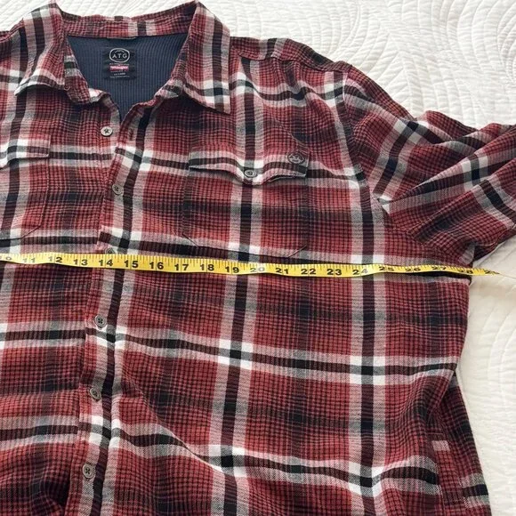 Wrangler ATG Mens Red Plaid Button-Up Heavyweight Flannel Shirt 2XL Outdoor - Picture 6 of 8